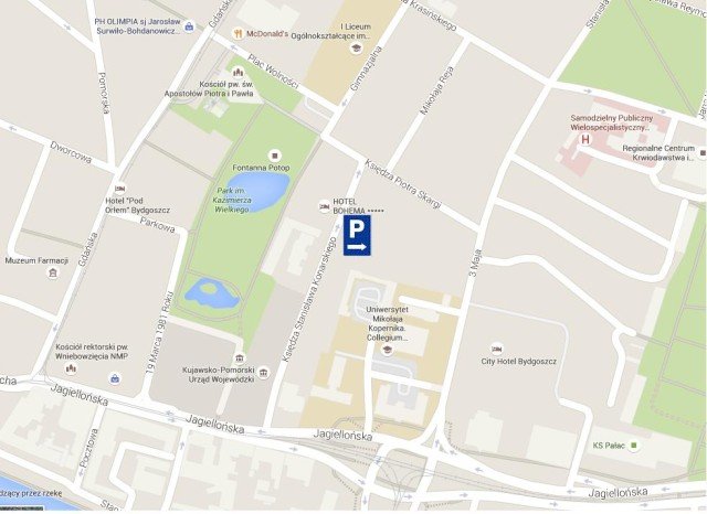 Mapa parkingu Hotel Bohema